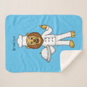 Cute lion chef cartoon illustratie sherpa deken (Voorkant (horizontaal))