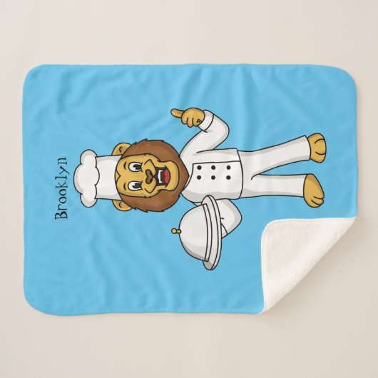 Cute lion chef cartoon illustratie sherpa deken (Voorkant (horizontaal))