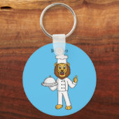 Cute lion chef cartoon illustratie sleutelhanger (Voorkant)