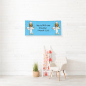 Cute lion chef cartoon illustratie spandoek (Insitu)