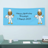 Cute lion chef cartoon illustratie spandoek (Beurs)