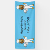 Cute lion chef cartoon illustratie spandoek (Verticaal)