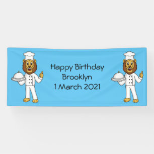 Cute lion chef cartoon illustratie spandoek