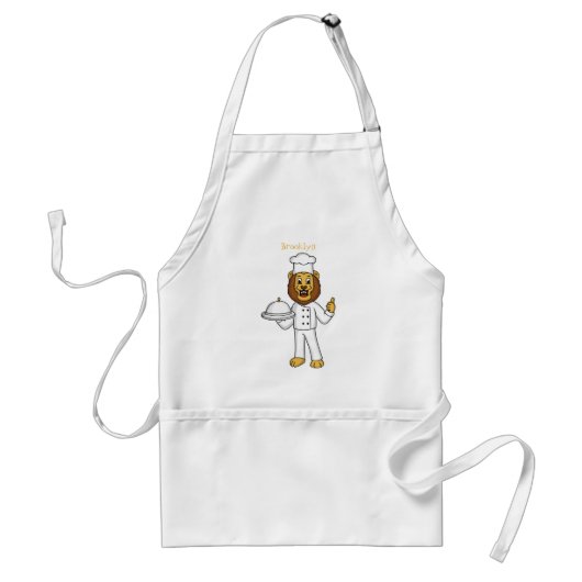 Cute lion chef cartoon illustratie standaard schort (Voorkant)