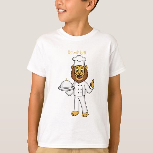 Cute lion chef cartoon illustratie t-shirt (Voorkant)