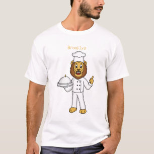 Cute lion chef cartoon illustratie t-shirt