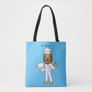 Cute lion chef cartoon illustratie tote bag