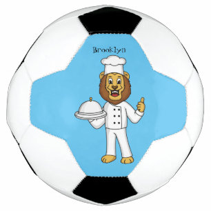 Cute lion chef cartoon illustratie voetbal