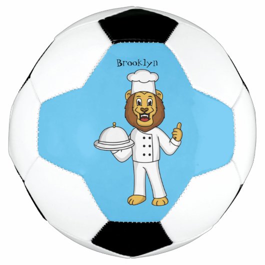 Cute lion chef cartoon illustratie voetbal (Voorkant)