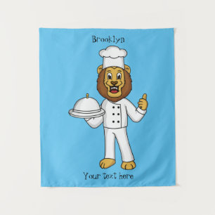 Cute lion chef cartoon illustratie wandkleed