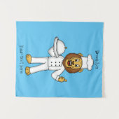 Cute lion chef cartoon illustratie wandkleed (Voorkant (horizontaal))