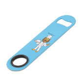 Cute lion chef cartoon illustration speed flessenopener (Voorkant Gekanteld)