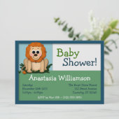 Cute Lion Colorful Baby Shower Invitations Kaart (Staand voorkant)
