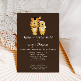 Cute Lion Couple Casual Wedding Kaart