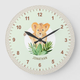 Cute Lion Cub Animal Safari Kinder Room Decor Grote Klok