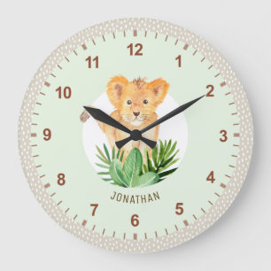 Cute Lion Cub Animal Safari Kinder Room Decor Grote Klok