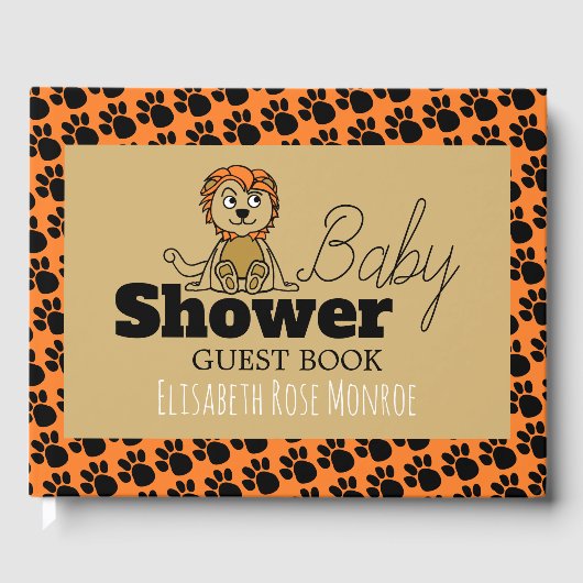 Cute Lion Cub, Baby shower Gastenboek (Voorkant)