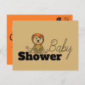 Cute Lion Cub, Baby shower Invitation Uitnodiging Briefkaart (Voorkant / Achterkant)