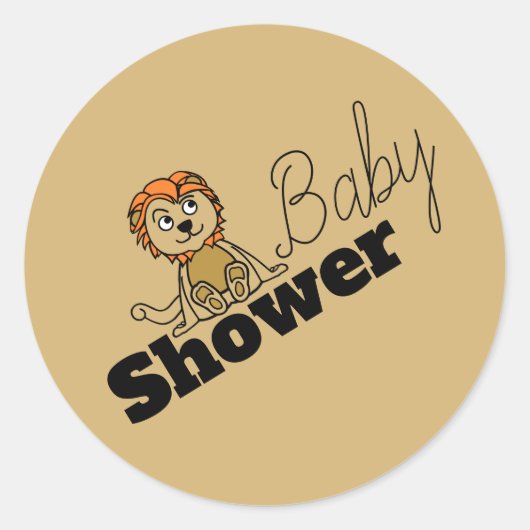 Cute Lion Cub, Baby shower Ronde Sticker (Voorkant)
