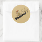 Cute Lion Cub, Baby shower Ronde Sticker (Tas)