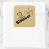 Cute Lion Cub, Baby shower Vierkante Sticker (Tas)