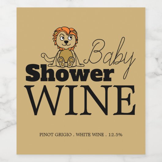 Cute Lion Cub, Baby shower Wijn Etiket (Enkel label)