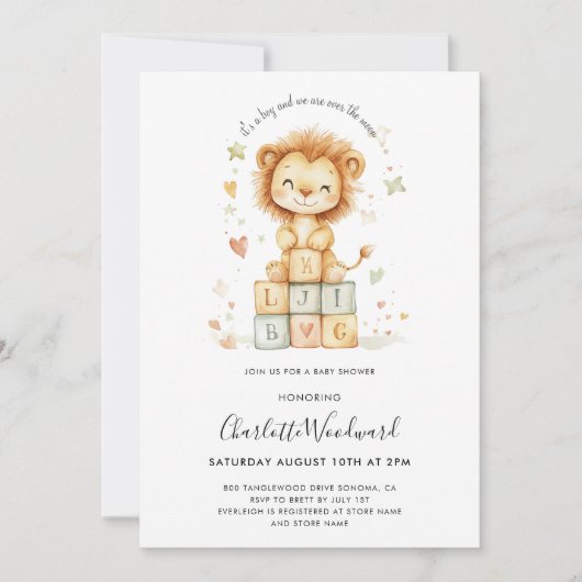 Cute Lion Cub Boy Baby shower Kaart (Voorkant)