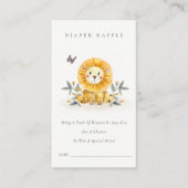 Cute Lion Cub Foliage Diaper Raffle Baby shower Informatiekaartje (Voorkant)