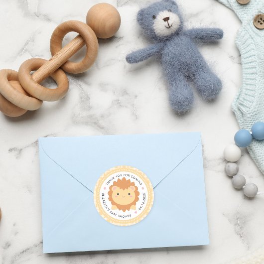 Cute Lion Cub Gender Neutral Baby shower Favor Ronde Sticker