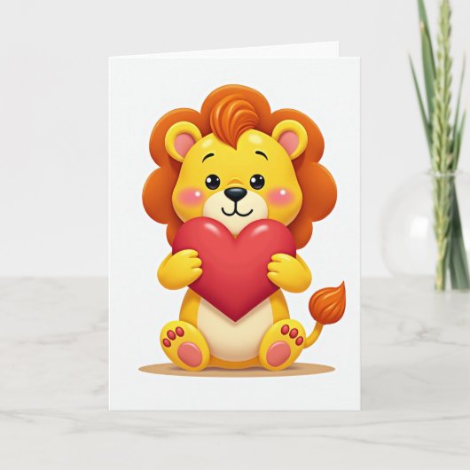 Cute Lion Cub Heart Card Kaart (Voorkant)