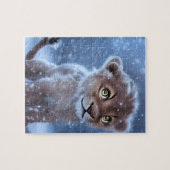Cute Lion Cub in de sneeuw Legpuzzel (Horizontaal)