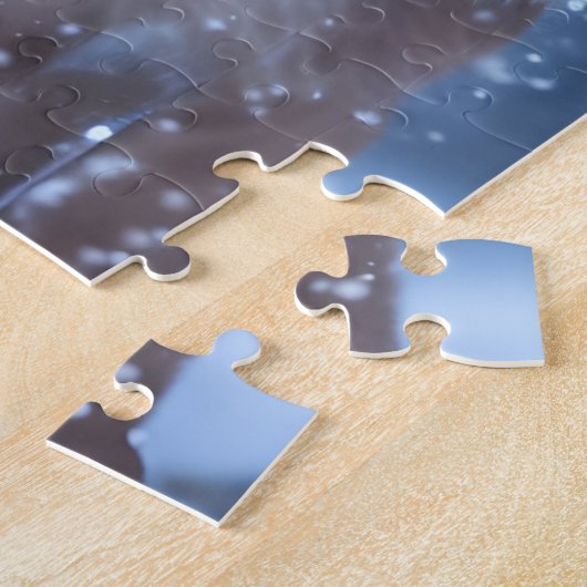 Cute Lion Cub in de sneeuw Legpuzzel (Zijkant)