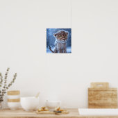 Cute Lion Cub in de sneeuw Poster (Keuken)