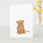 Cute lion cub-kaart kaart (Gele Bloem)