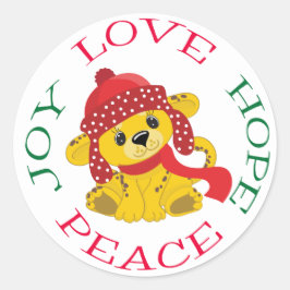 Cute Lion Cub-kerst Ronde Sticker