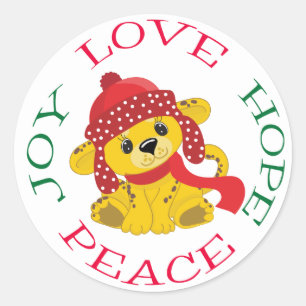 Cute Lion Cub-kerst Ronde Sticker