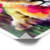 Cute Lion Cub Omringd door Flowers Poster (Hoek)