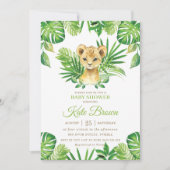 Cute Lion Cub Tropical Greenery Boy Baby shower Kaart (Voorkant)