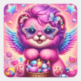 Cute Lion Cub Vierkante Sticker