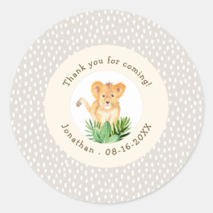 Cute Lion Cub Wildlife Bedankt voor je komst. Ronde Sticker