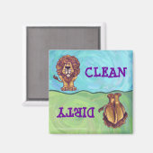 Cute Lion Dirty Clean Diswaser Magnet (Voorkant / Achterkant)