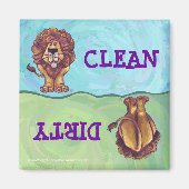 Cute Lion Dirty Clean Diswaser Magnet (Voorkant)