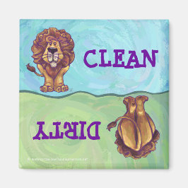 Cute Lion Dirty Clean Diswaser Magnet