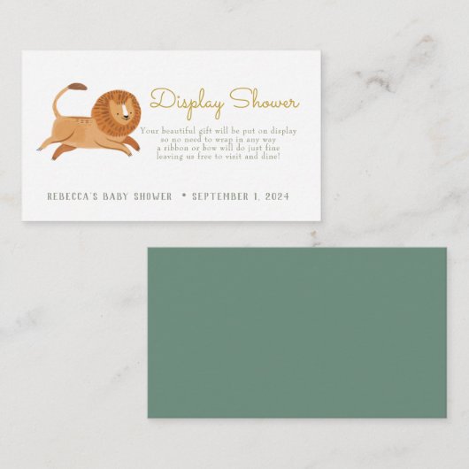 Cute Lion Display Shower-behuizing Informatiekaartje (Voorkant / Achterkant)