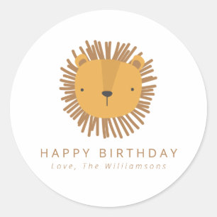 Cute Lion Drawing Personalized Birthday Gift Ronde Sticker