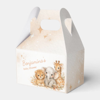 Cute Lion Elephant Giraffe Boho Earthy Neutral Kid Bedankdoosjes