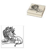 Cute Lion en Lamb | Kunststempel hout Rubberstempel (Gestempeld)
