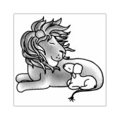 Cute Lion en Lamb | Kunststempel hout Rubberstempel (Afrduk)