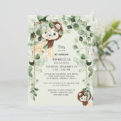 Cute Lion Eucalyptus Baby shower Foliage Mint Kaart (Staand voorkant)