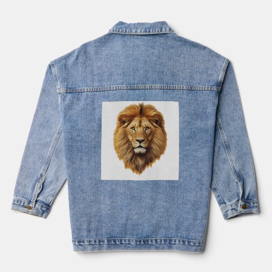 Cute Lion Face Kids Short Sleeve T-Shirt – Fun Tee Denim Jacket (Achterkant)